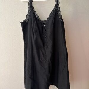 NWT Abercrombie & Fitch Black Lace-Trim Linen Mini Dress